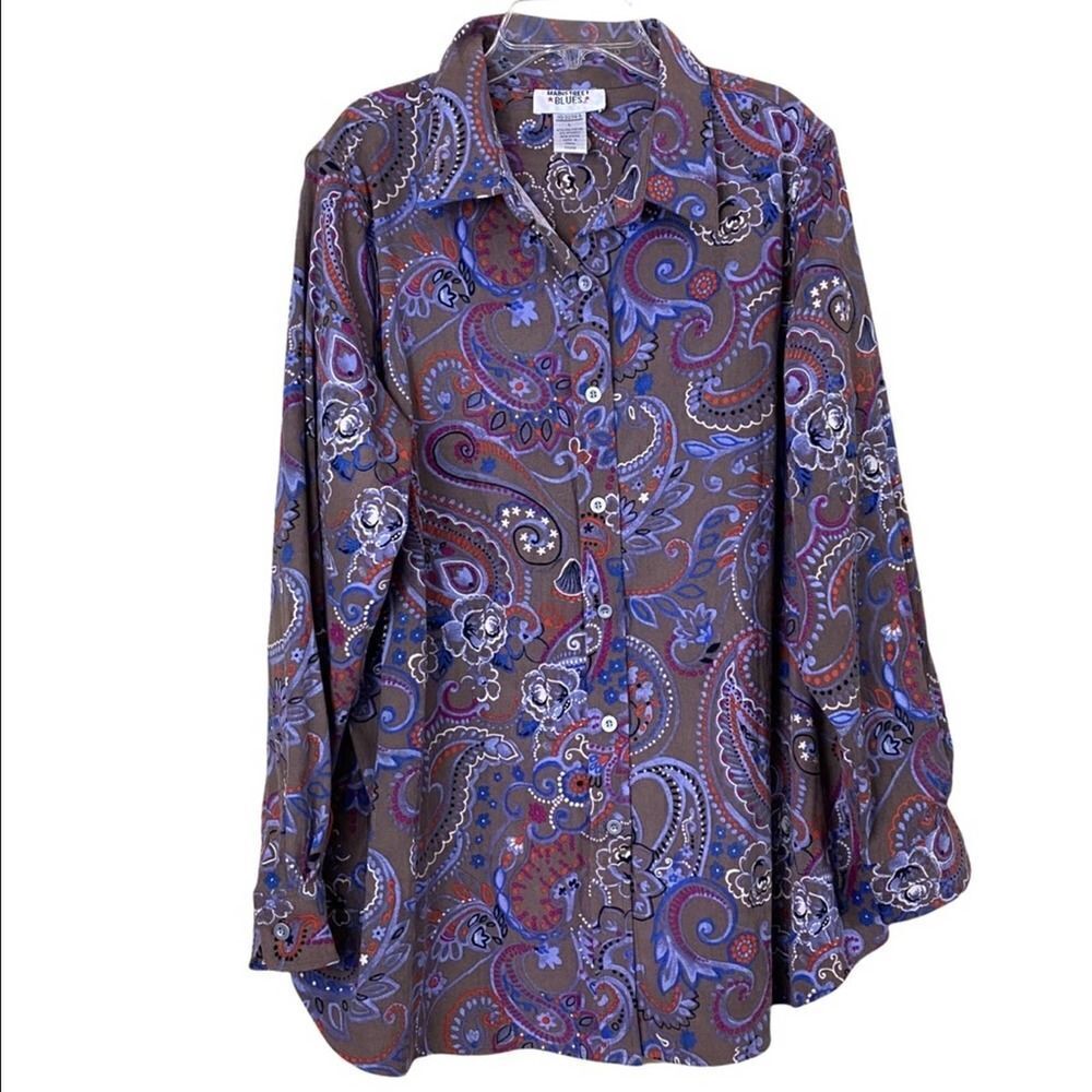 MainStreet Blues Paisley Shirt Dress Shacket Size Large Boho